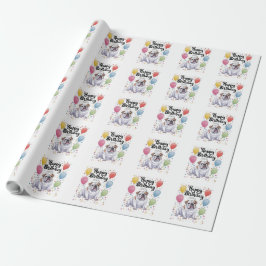 Bulldog met Ballonnen Cadeaupapier