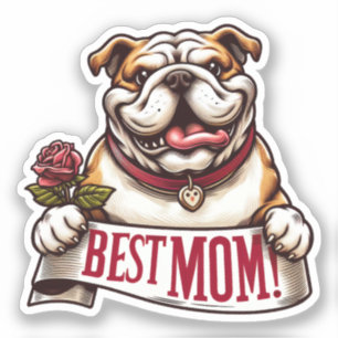 Bulldog met ''Beste Mam'' teken Sticker