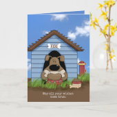 bulldog met bot op hondsdag kaart (Gele Bloem)