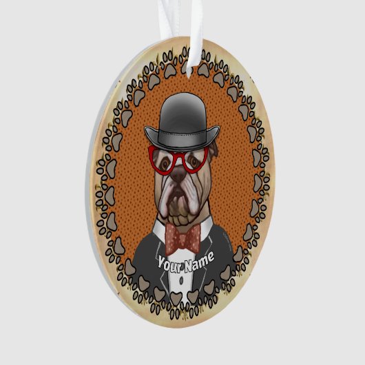Bulldog met bril ornament (voorkant)