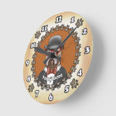 Bulldog met bril ronde klok (Hoek)