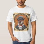 Bulldog met bril t-shirt (Voorkant)