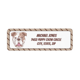 Bulldog met bruine diagonale strepen etiket