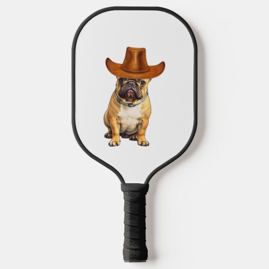 Bulldog met Cowboy Pet Pickleball Paddle (Voorkant)