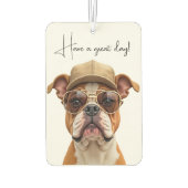 Bulldog met een beige Pet Luchtverfrisser (Achterkant)