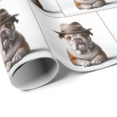 Bulldog met een Fedora Cadeaupapier (Rol Hoek)