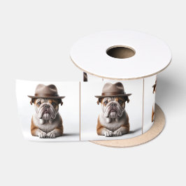 Bulldog met een Fedora hoed Satijnen Lint