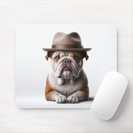 Bulldog met een Fedora Muismat (Met muis)