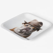 Bulldog met een Fedora Papieren Bordje (Gebogen)
