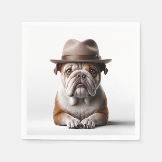 Bulldog met een Fedora Servet (Voorkant)