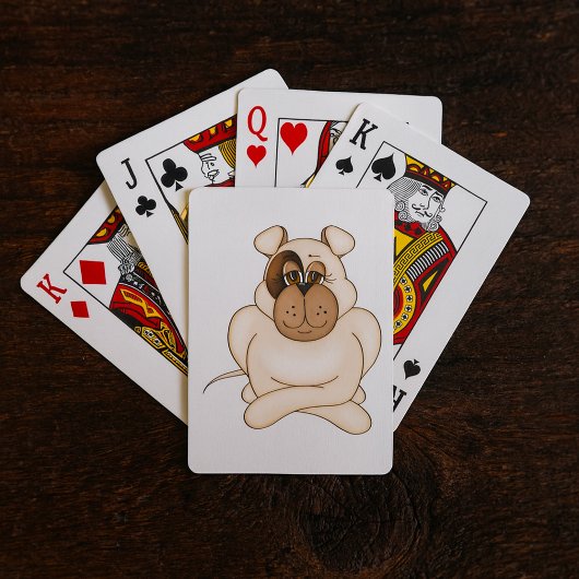 Bulldog met grote ogen pokerkaarten