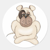 Bulldog met grote ogen ronde sticker (Voorkant)