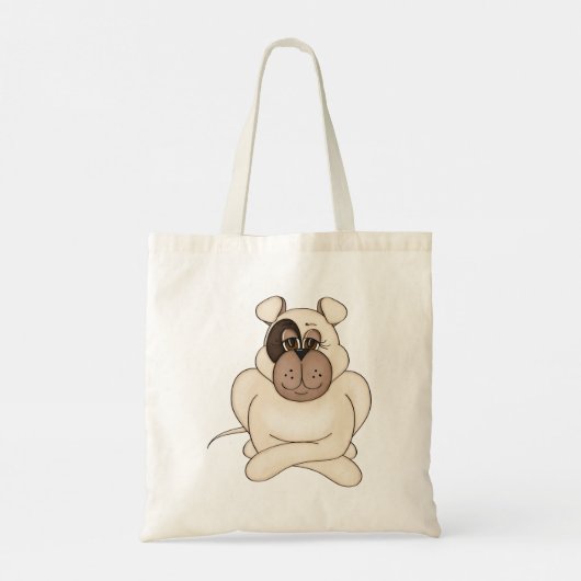 Bulldog met grote ogen tote bag (Achterkant)