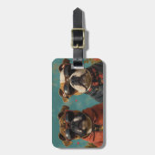 Bulldog Met Hartrozen Valentijnsdag Bagagelabel (Voorkant verticaal)