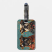 Bulldog Met Hartrozen Valentijnsdag Bagagelabel (Achterkant verticaal)