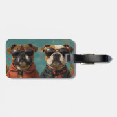 Bulldog Met Hartrozen Valentijnsdag Bagagelabel (Achterkant horizontaal)