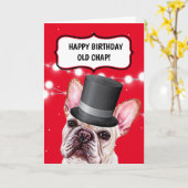 Bulldog met hoge hoed Britse oude goedkope humor Kaart (Gele Bloem)