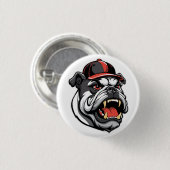 BULLDOG MET HONKBALPET RONDE BUTTON 3,2 CM (Voorkant /achterkant)