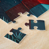 Bulldog met kerstcadeaus open haard legpuzzel (Zijkant)