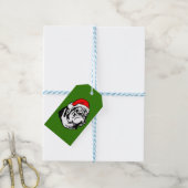 Bulldog met kerstkerstkerstkerstkerstman cadeaulabel (Met Touw)