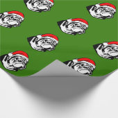 Bulldog met kerstkerstkerstkerstkerstman cadeaupapier (Hoek)