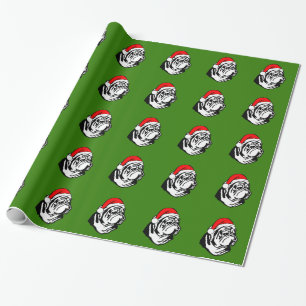 Bulldog met kerstkerstkerstkerstkerstman cadeaupapier