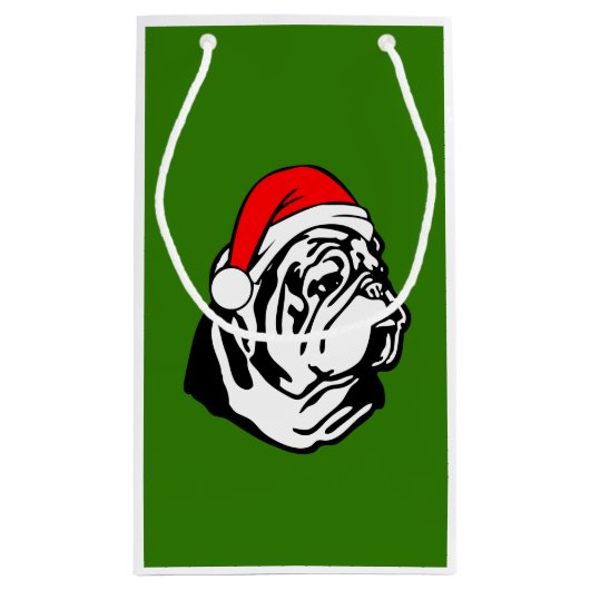 Bulldog met kerstkerstkerstkerstkerstman klein cadeauzakje (Achterkant)