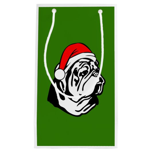 Bulldog met kerstkerstkerstkerstkerstman klein cadeauzakje (Voorkant)