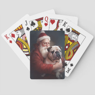 Bulldog met Kerstman Feestelijke Kerstmis Pokerkaarten