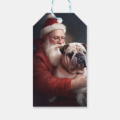 Bulldog met Kerstman Festieve Kerst Cadeaulabel (Achterkant)