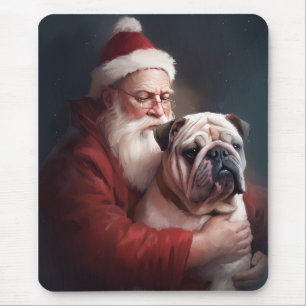 Bulldog met Kerstman Festieve Kerst  Muismat