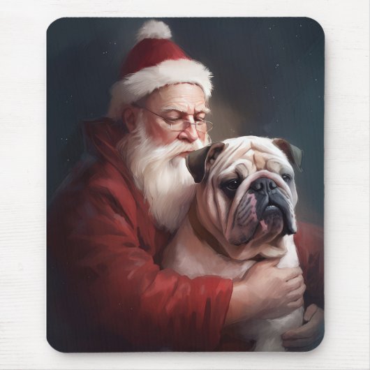 Bulldog met Kerstman Festieve Kerst Muismat (Voorkant)