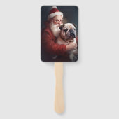 Bulldog met Kerstman Festieve Kerstmis  Handwaaier (Achterkant)