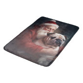 Bulldog met Kerstman Festive Kerstmis Badmat (Gekanteld)