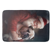Bulldog met Kerstman Festive Kerstmis Badmat (Voorkant)