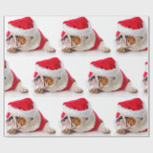 BULLDOG MET Kerstman hoed KERST inpakpapier (Vlak)
