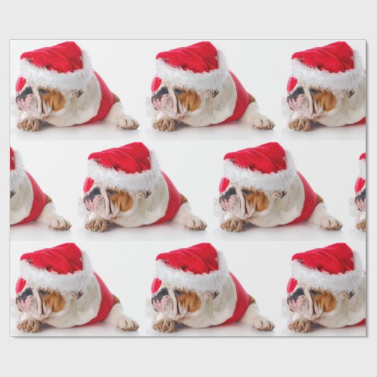 BULLDOG MET Kerstman hoed KERST inpakpapier (Vlak)