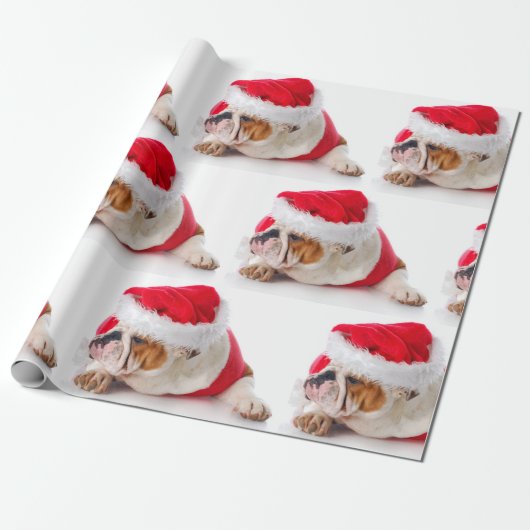 BULLDOG MET Kerstman hoed KERST inpakpapier (Uitgerold)