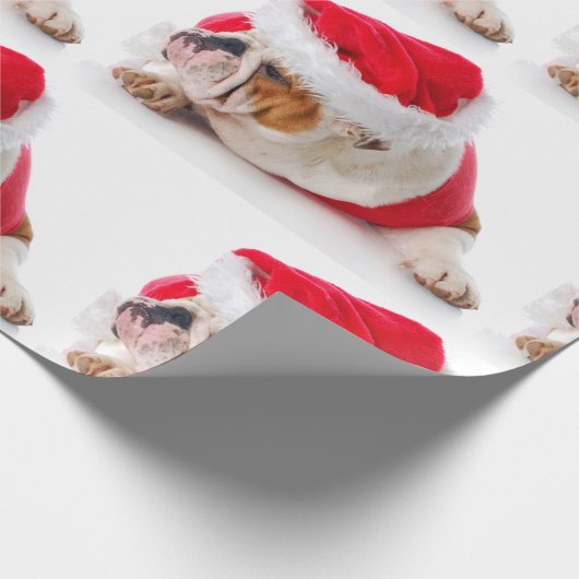 BULLDOG MET Kerstman hoed KERST inpakpapier (Hoek)