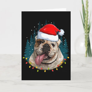 Bulldog met kerstmuts Kerstmis - Bulldogliefhebber Kaart