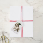 BULLDOG MET KERSTMUTSGEVEL ETIKET CADEAULABEL (Met Touw)
