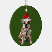 Bulldog met kerstscafts Santa Hat Gift Keramisch Ornament (Rechts)