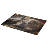 Bulldog met Kerstverlichting Vakantie Snijplank (Hoek)