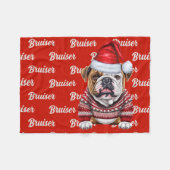 Bulldog met naam Patroon Kerstmis Fleece Deken (Voorkant (Horizontaal))