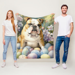 Bulldog met paaseieren Vakantie Fleece Deken