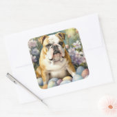 Bulldog met paaseieren Vakantie Vierkante Sticker (Envelop)