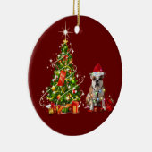 Bulldog met Pet schacht kerst Keramisch Ornament (Rechts)