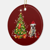 Bulldog met Pet schacht kerst Keramisch Ornament (Links)