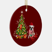 bulldog met Petten kerst Keramisch Ornament (Rechts)
