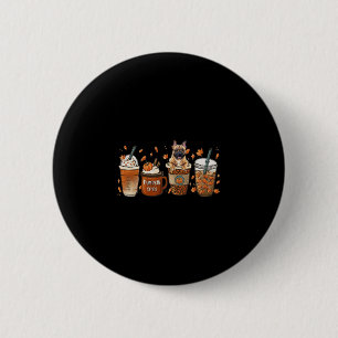 Bulldog met pompoen kruiden latte Herfst koffie au Ronde Button 5,7 Cm